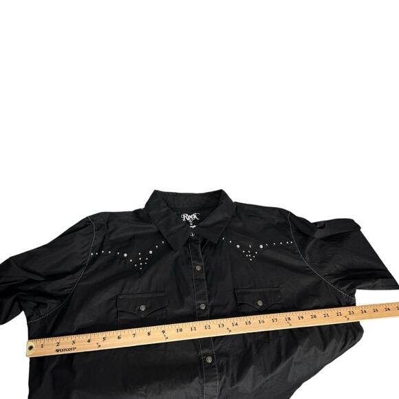 Wrangler Rock‎ 47 Western Snap Closure Long Sleeve Studded Top Women’s XXL Black - Picture 6 of 11